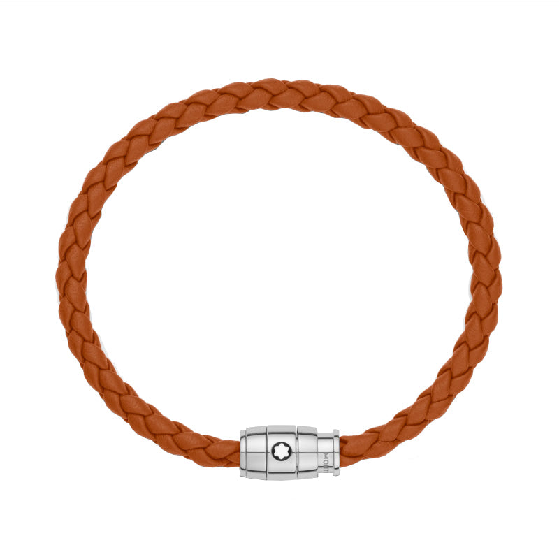 Bracelet à 3 anneaux de la collection Montblanc Meisterstück en acier et en cuir rouille