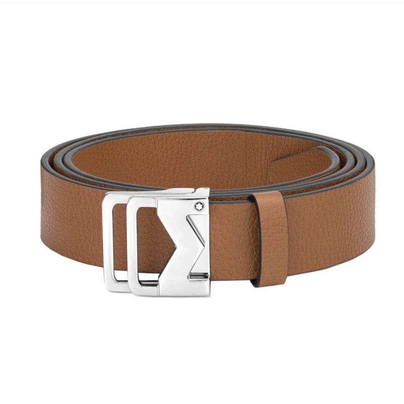 Ceinture 35 mm en cuir grainé caramel