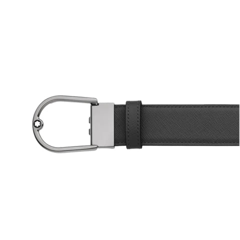 Ceinture Réversible De 35 Mm Avec Boucle Fer À Cheval En Cuir Saffiano Imprimé Mastic/Noir