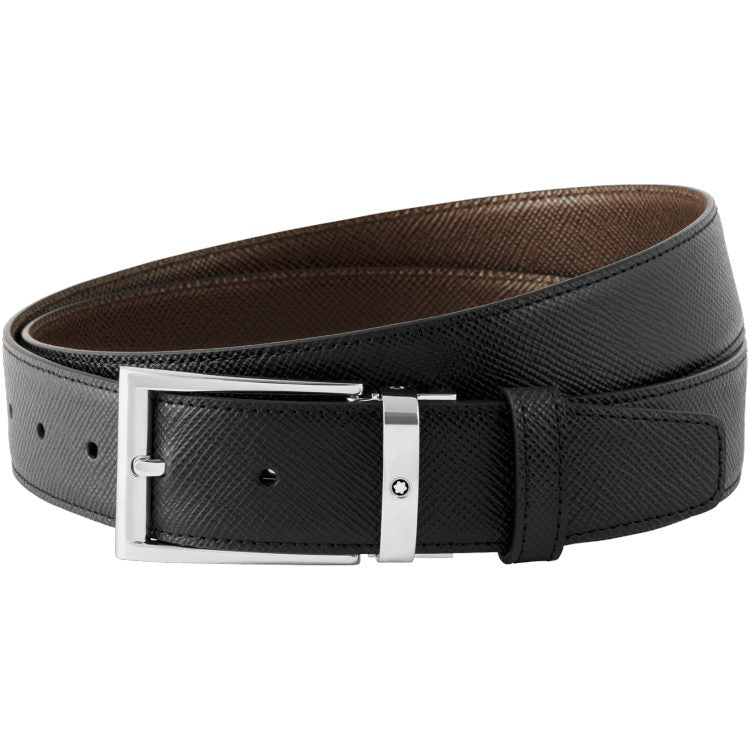 Ceinture affaires réversible noire/marron foncé à couper selon la taille - Boutique-Officielle-Montblanc-Cannes